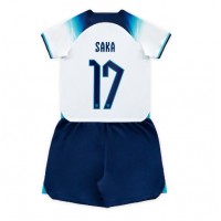 Echipament fotbal Anglia Bukayo Saka #17 Tricou Acasa Mondial 2022 pentru copii maneca scurta (+ Pantaloni scurti)